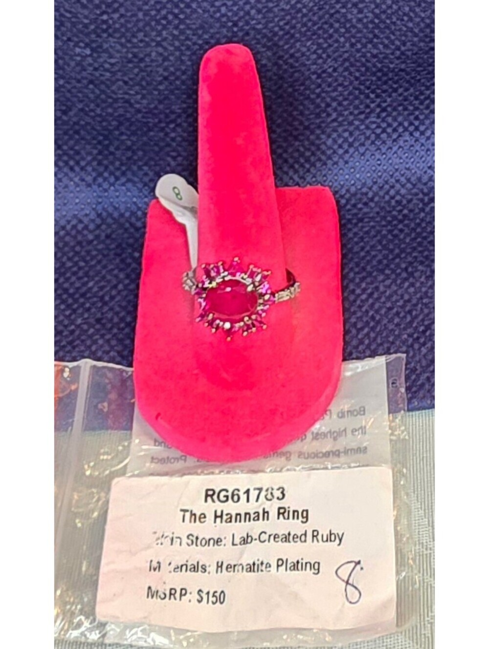 Bomb Part yHannah Ring with Lab-Created Ruby and Hematite Plating, Size 8